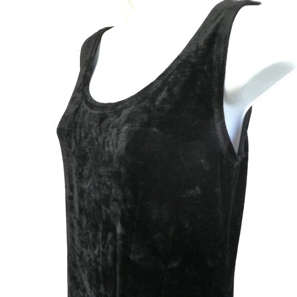 VeLVeT Vintage Sharon Anthony Lifestyles Dress Black Velour Maxi Tank Stretchy S - Picture 3 of 4